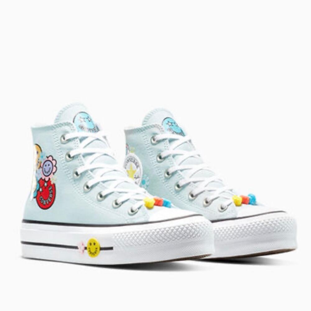 Chuck Taylor Converse All Stars Lift Platform Smiles High Top Sneakers Size 10